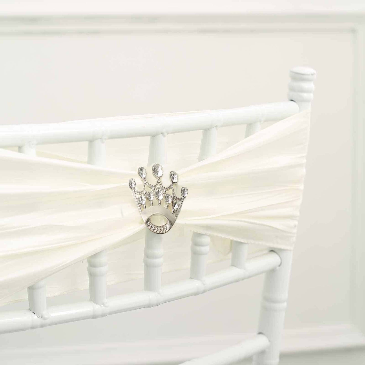 Rhinestone Metal Crown Sash Band Buckle Silver - Glittering Tiara Accent 2"