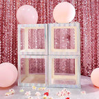 2 Pack 12" Iridescent Clear Baby Shower Party Decoration Boxes, Transparent DIY Balloon Boxes