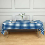 5-Pack Plastic Table Covers Navy Blue Checkered Rectangle - Durable PVC Disposable Covers for Events 54"x108"