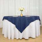 Premium Polyester 70"x70" Table Overlay Square Tablecloth Navy Blue 220GSM Wrinkle-Resistant Table Cover