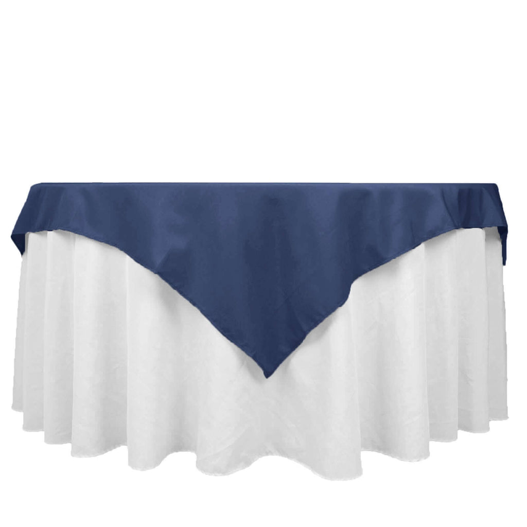Premium Polyester 54"x54" Table Overlay Square Tablecloth Navy Blue - Stain and Wrinkle-Resistant 220GSM Table Topper