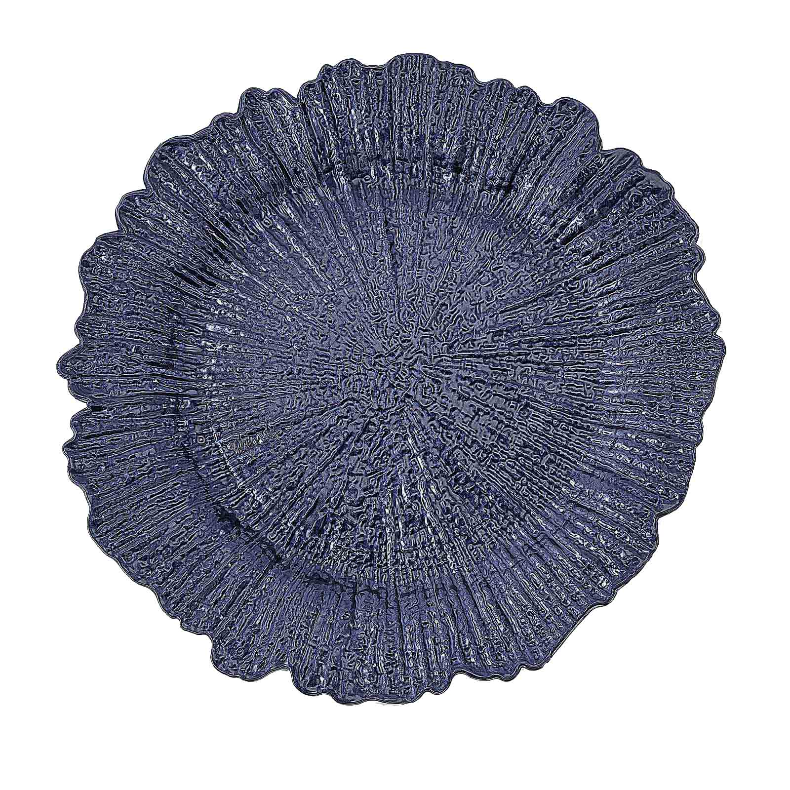 6-Pack Acrylic Plastic Round Charger Plates 13" in Navy Blue with Reef Design, Dinner Charger Tableware