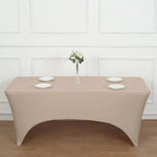 Stretch Spandex 6ft Rectangle Tablecloth Nude - Durable Form-Fitting Table Cover