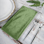 5 Pack Premium Velvet 20"x20" Napkins Olive Green - Soft Sheen Finish Cloth Napkins