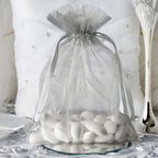 10 Pack 5"x7" Silver Organza Drawstring Wedding Party Favor Gift Bags