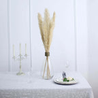 6 Stems Natural Dried Pampas Grass Decor Wheat Tint - Tall Plant Sprays for Boho Chic Vase Displays Backdrops & Event Styling 49"