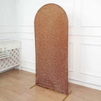 6ft Antique Gold Shimmer Tinsel Spandex Chiara Backdrop Stand Cover For Fitted Round Top Wedding Arch