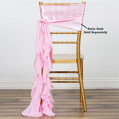 Chiffon Chair Sash with Curly Design Pink - Stylish Chair Decorations
