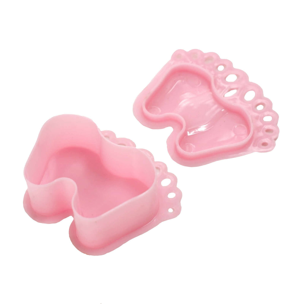 12-Pack Fillable Mini Candy Container in Baby Feet Style Pink - Unique Candy Treat Favor Boxes for Baby Shower 3.5"
