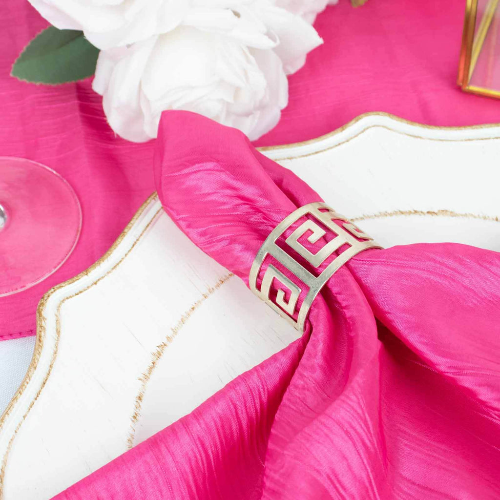5 Pack Taffeta 20"x20" Napkins Fuchsia Accordion - Accordion Crinkle Dinner Napkins