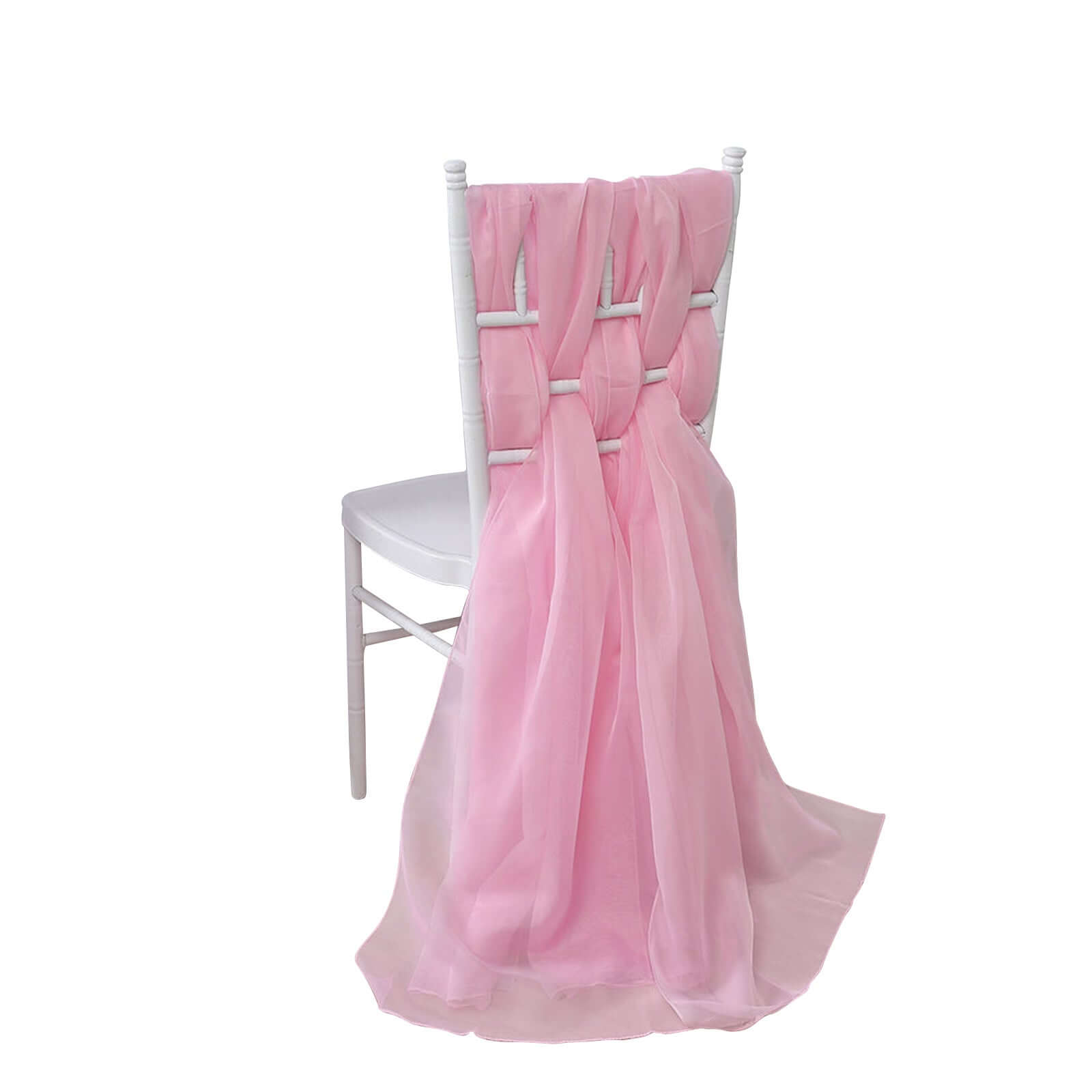 5 Pack Chiffon Chair Sashes Pink - Soft & Lightweight Designer Chair Bows 22"x78"