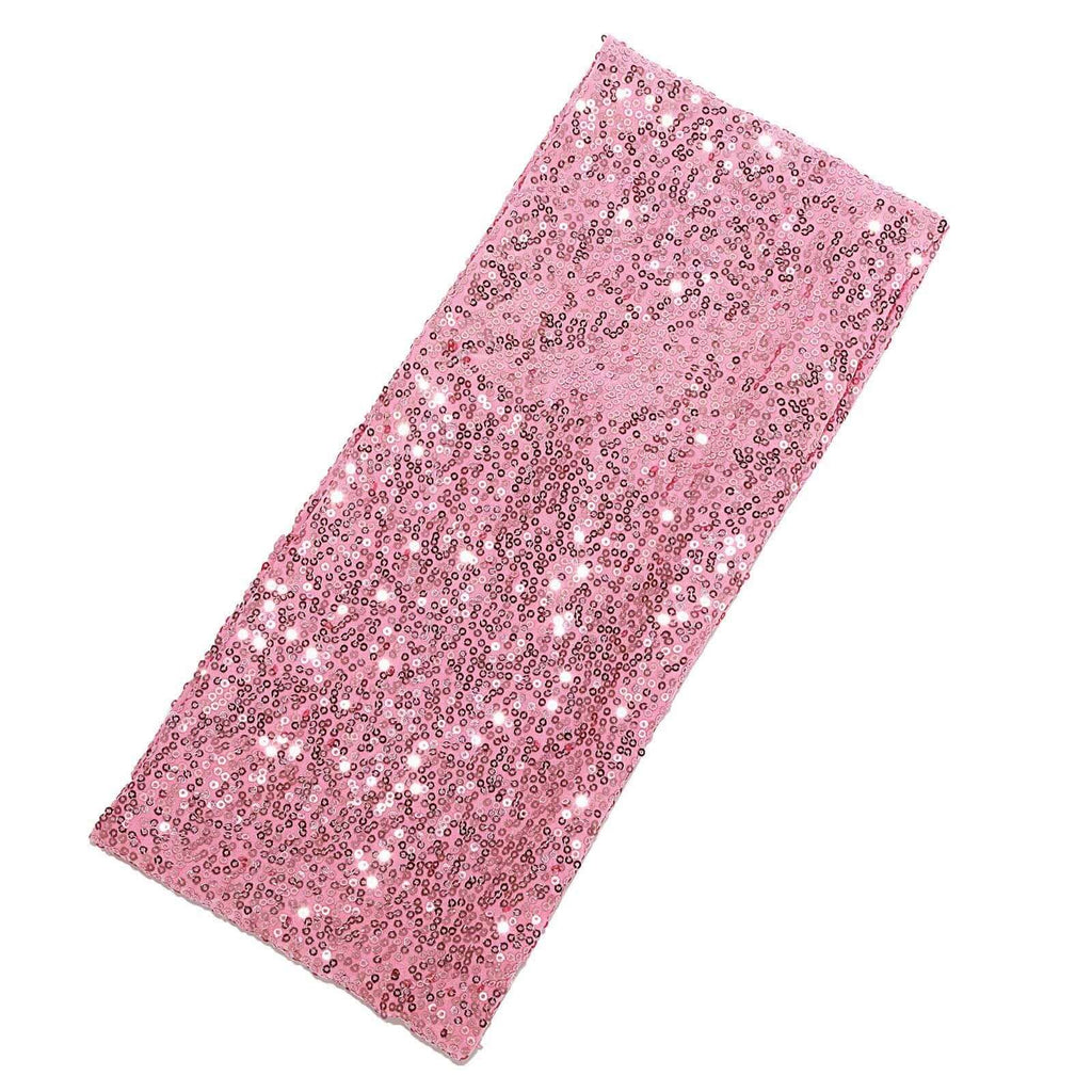 5 Pack Sequin Spandex Chair Sashes Pink - Stretch Chair Bands 6"x15"