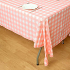5-Pack Plastic Table Covers Pink Checkered Rectangle - Durable PVC Disposable Covers for Events 54"x108"