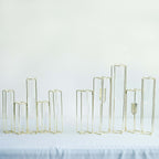 Set of 5 Wedding Centerpieces Gold Frame Conjoined Geometric Design - Test Tube Hydroponic Vases 12"