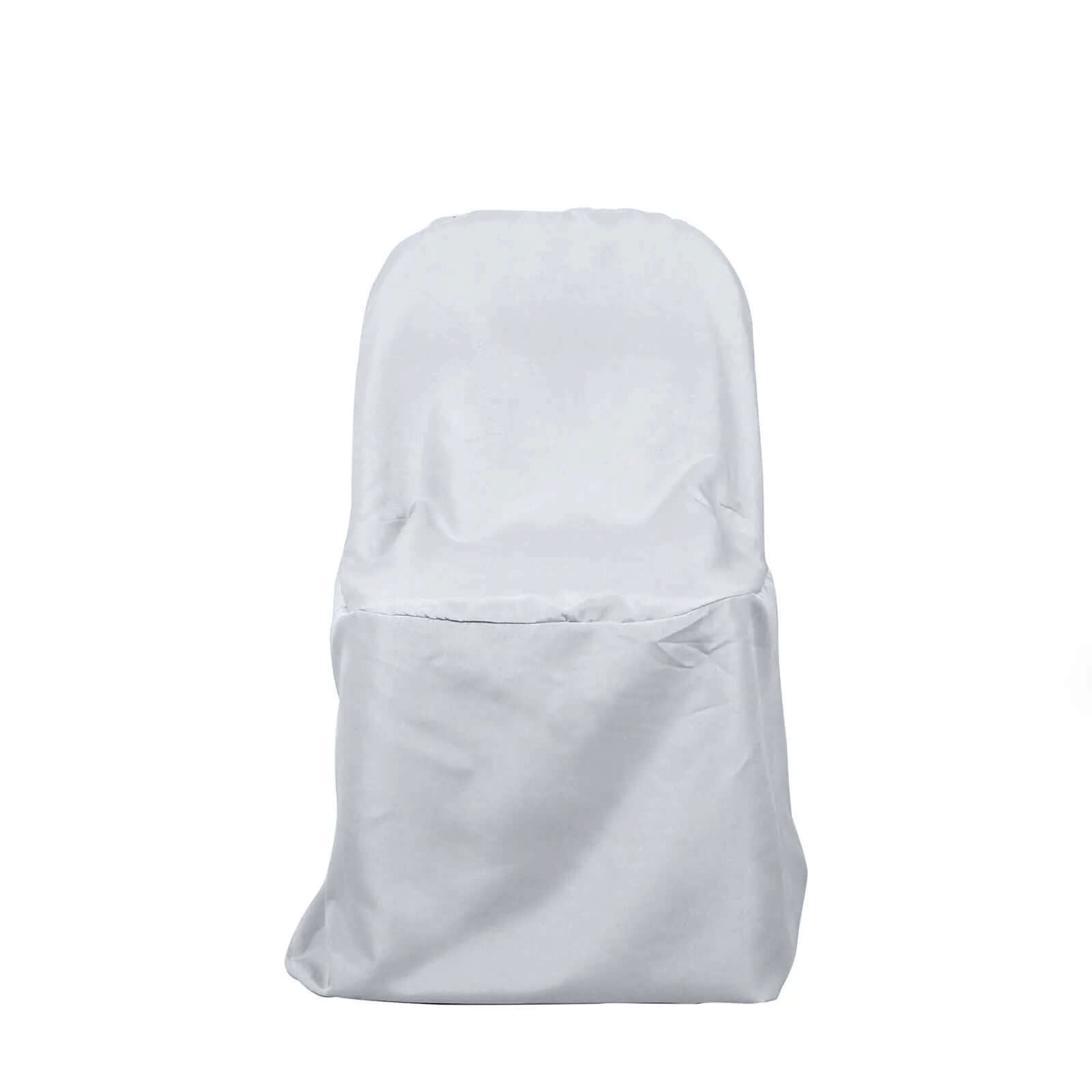 Polyester Slip On Folding Chair Covers Silver - Stain-Resistant Reusable Durable Fabric