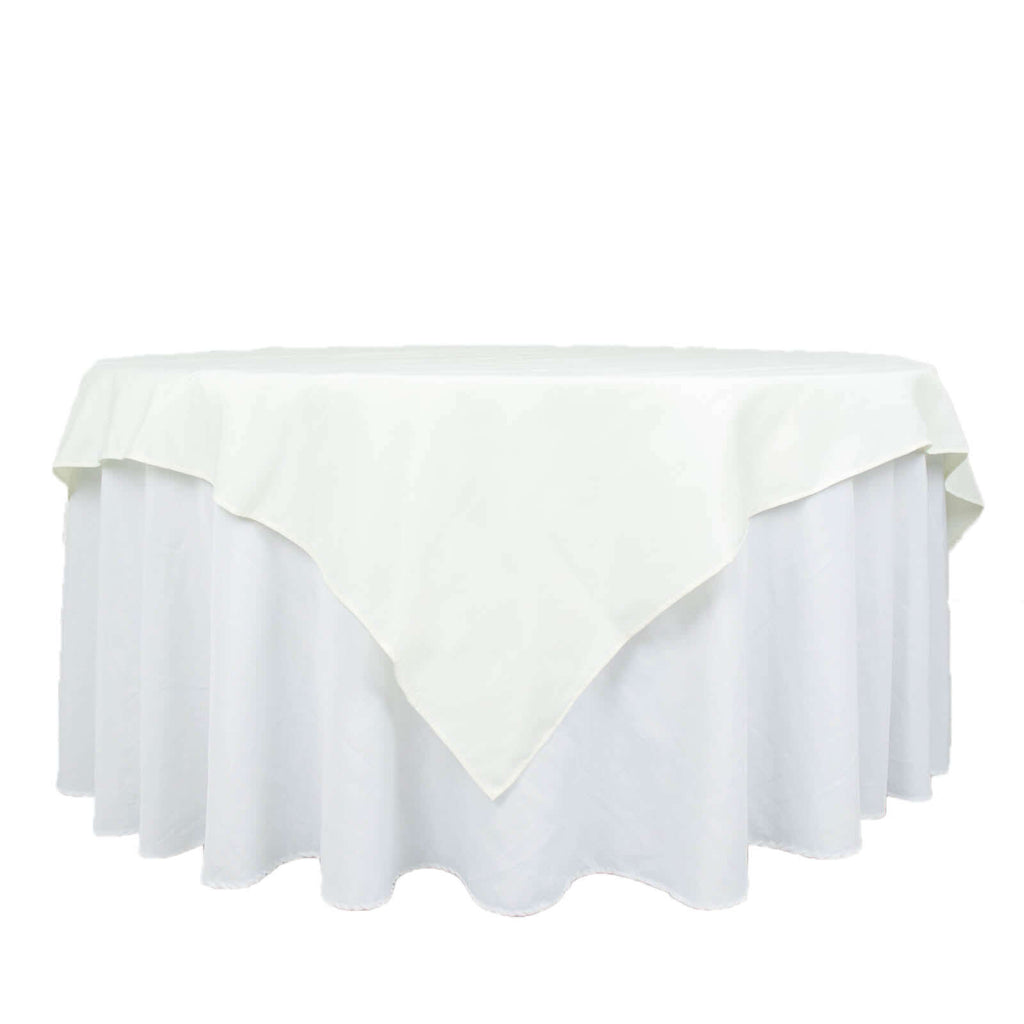 Premium Polyester 70"x70" Table Overlay Square Tablecloth Ivory 220GSM Wrinkle-Resistant Table Cover