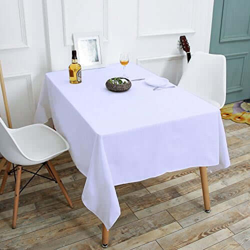 Premium Polyester 60"x102" Rectangle Tablecloth White - Durable 220GSM Wrinkle-Resistant Design Table Cover for Weddings & Events