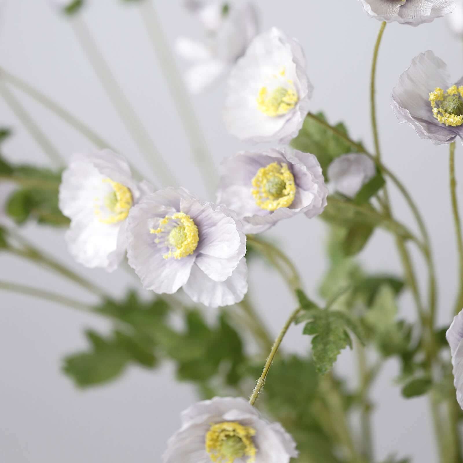 2 Stems 33" Lavender Lilac Artificial Poppy Silk Flowers, Faux Poppies Bouquet Centerpiece Decor