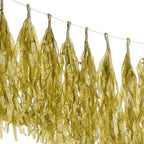 12 Pack Pre-Tied Gold Paper Fringe Tassels With Garland String, Hanging Streamer Banner