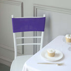 5 Pack Stretch Spandex Chair Sashes Purple - Reusable Chair Bands with Silver Diamond Ring Slide Buckle 5"x14"