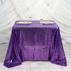 Sequin 90"x90" Table Overlay Square Tablecloth Purple - Sparkly Table Cover