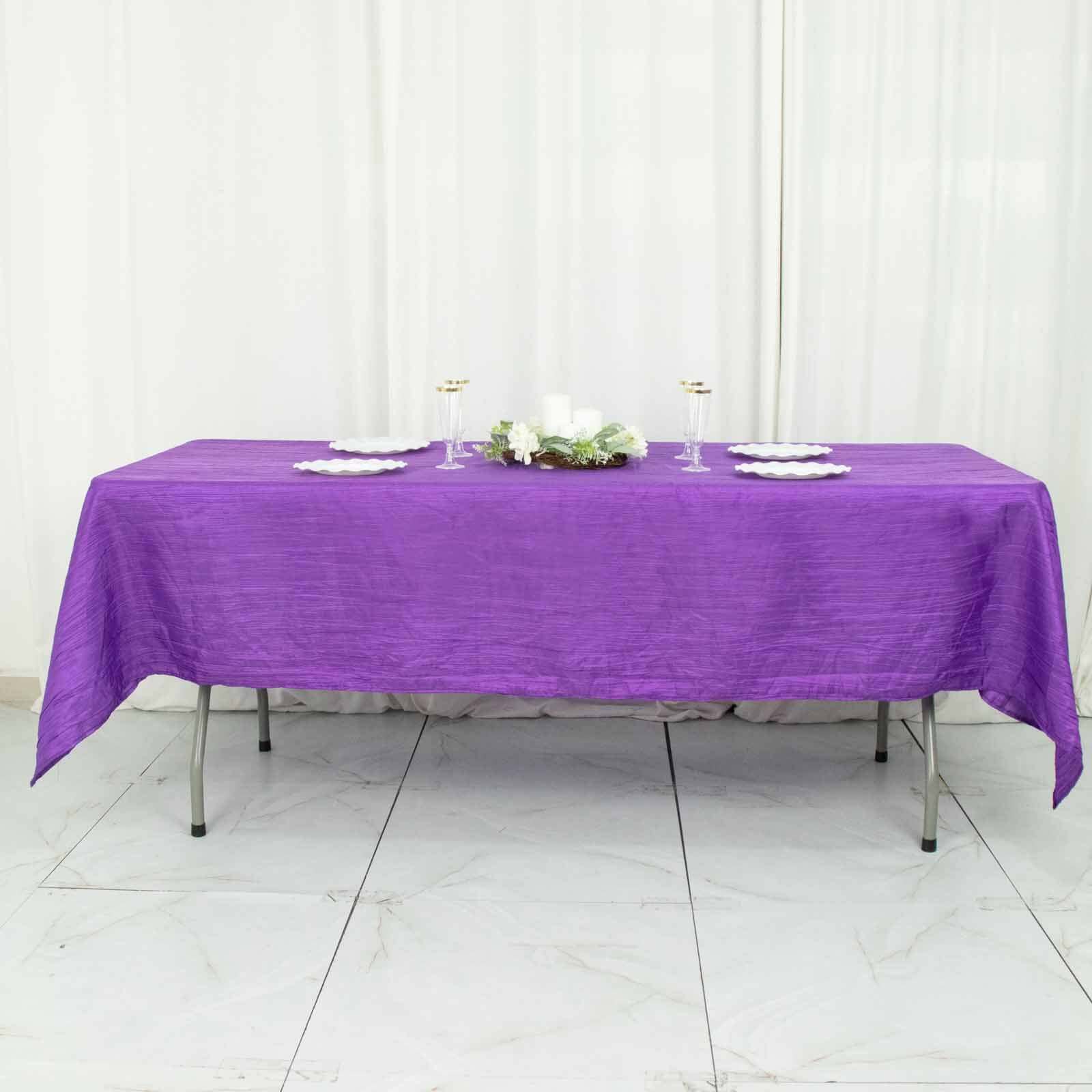 Taffeta 60"x102" Rectangle Tablecloth Purple - Accordion Crinkle Table Cover