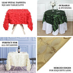 Taffeta 54"x54" Square Tablecloth Red 3D Leaf Petal Table Cover