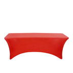 Stretch Spandex 96"x30" Rectangle Table Cover Red - Durable Form-Fitting Tablecloth