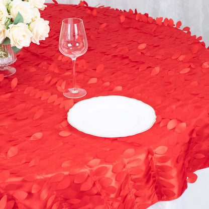 Taffeta 72"x72" Table Overlay Square Tablecloth Red - 3D Leaf Petal Table Cover