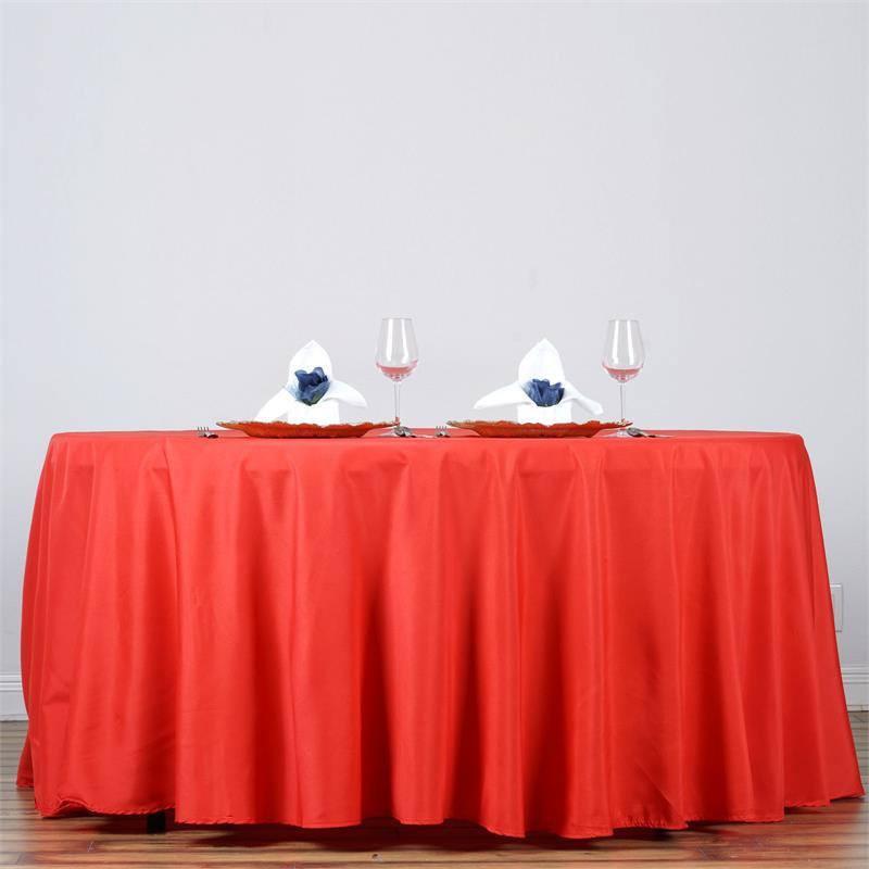 Polyester 132" Round Tablecloth Red - Seamless Chic Table Cover