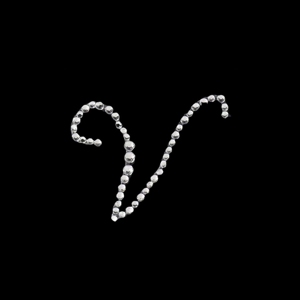 12 Pack 1.5" Clear Rhinestone Monogram Letter Jewel Sticker Self Adhesive DIY Diamond Decor - V