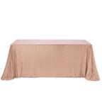 Sequin 90"x132" Rectangle Tablecloth Rose Gold - Seamless Sparkly Table Cover