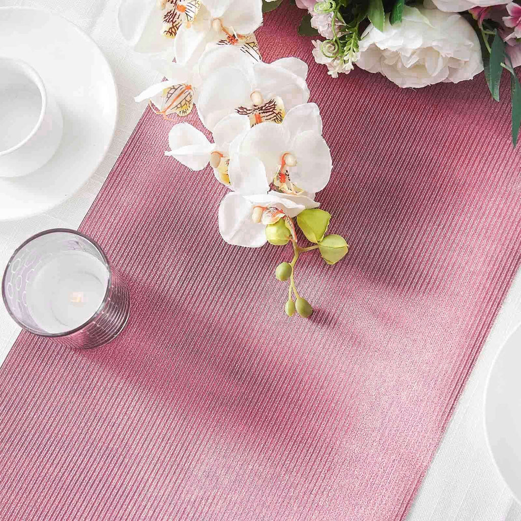 Glitter Paper 9ft Table Runner Roll Rose Gold Disposable Ridge Pattern Table Decor