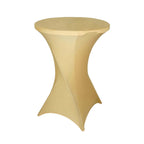 Spandex 30" Round Cocktail Table Cover Champagne - Easy to Maintain Stretch Fitted Highboy Tablecloth