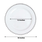10-Pack Plastic 10" Round Dinner Plates in White with Silver Beaded Rim - Disposable Party Plates for Banquets & Festive Occasions