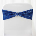 5 Pack Sequin Spandex Chair Sashes Royal Blue - Stretch Chair Bands 6"x15"