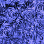 Satin 72"x72" Table Overlay Square Tablecloth Royal Blue - 3D Rosette Table Cover