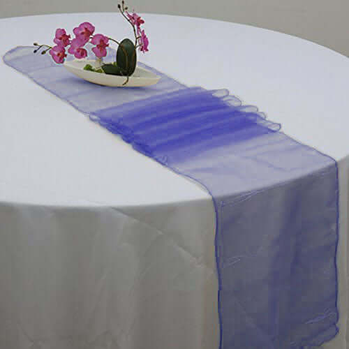 10 Pack Sheer Organza 14"x108" Table Runners Royal Blue - Soft and Lightweight Table Accent