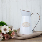 Metal Garden Water Pitcher Rustic Milk Jug Design - Shabby Chic Decorative Flower Vase 9"
