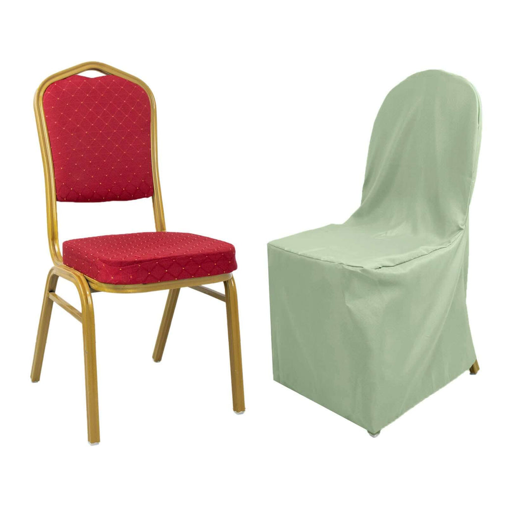 Polyester Slip On Banquet Chair Covers Sage Green - Stain-Resistant Reusable Durable Fabric