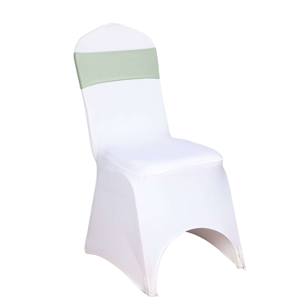 5 Pack Stretch Spandex Chair Sashes Sage Green - Fitted Finish Two Ply Heavy Duty Chair Bands 5"x12"