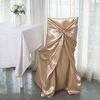 Satin Chair Cover Self-Tie Universal Design Nude - Durable Slip-On Cover for Folding, Dining, Banquet & Standard Chairs