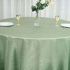 Satin 120" Round Tablecloth Sage Green - Stylish Seamless Table Cover