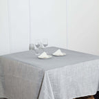 Linen 72"x72" Table Overlay Square Tablecloth Silver - Slubby Textured Wrinkle-Resistant Design for Stylish Occasions