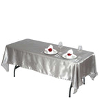 Satin Rectangular 60"x102" Tablecloth Silver - Smooth and Lustrous Table Cover