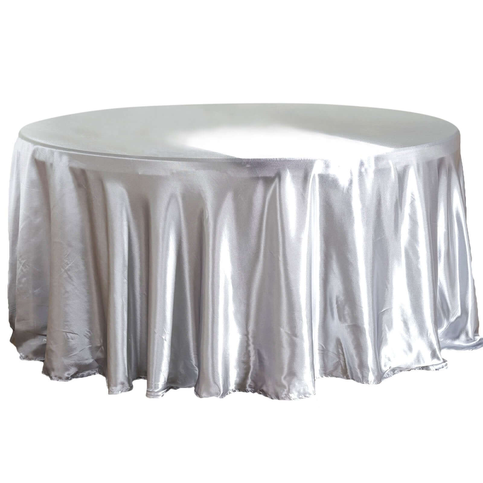 Satin 120" Round Tablecloth Silver - Stylish Seamless Table Cover