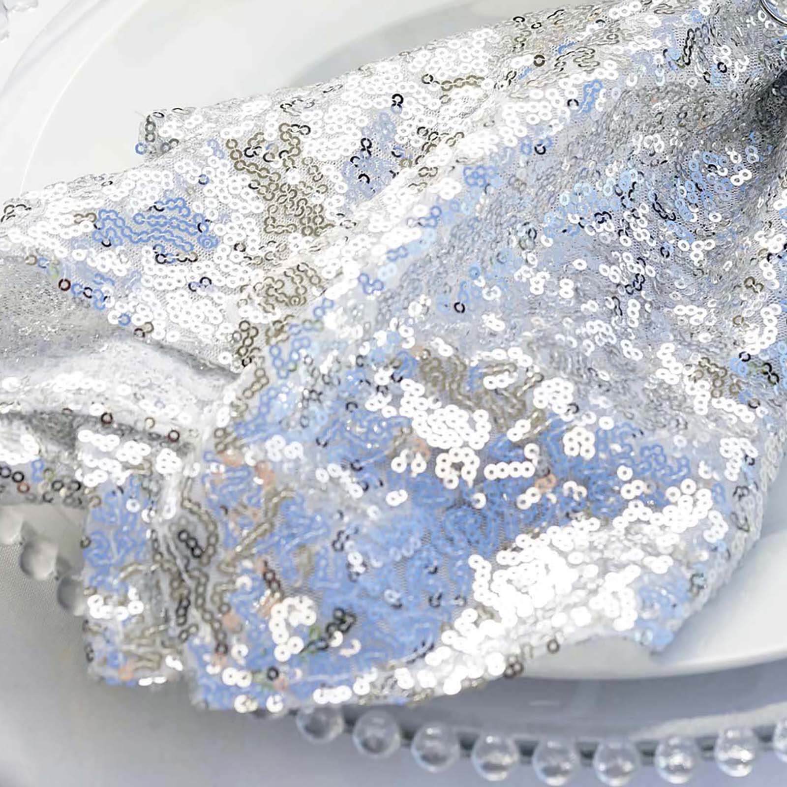 Sequin 20"x20" Napkin Silver - Shimmering Dinner Napkin