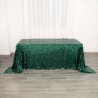 Sequin 90"x132" Rectangle Tablecloth Hunter Emerald Green - Seamless Big Payette Table Cover