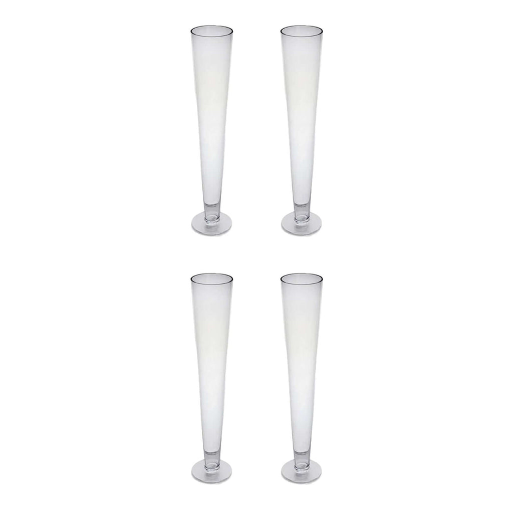 4-Pack Glass Trumpet Vases Clear - Durable Design for Chic Event Displays 28"