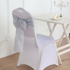 5 Pack Linen Chair Sashes 6"x108" Slubby Textured Silver - Durable Wrinkle-Resistant Decor for Weddings & Gatherings